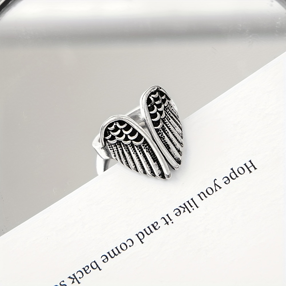 Angel Wings Ring Vintage Alloy Opening Adjustable Fashionable Finger Ring